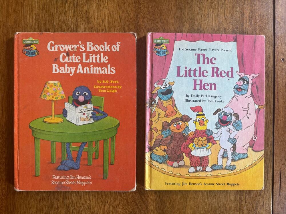 Vintage Sesame Street Book Lot Grover Little Red Hen Golden Press 1980 1981